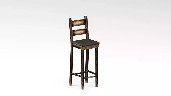 S00034 Wooden Bar Stool Lowpoly