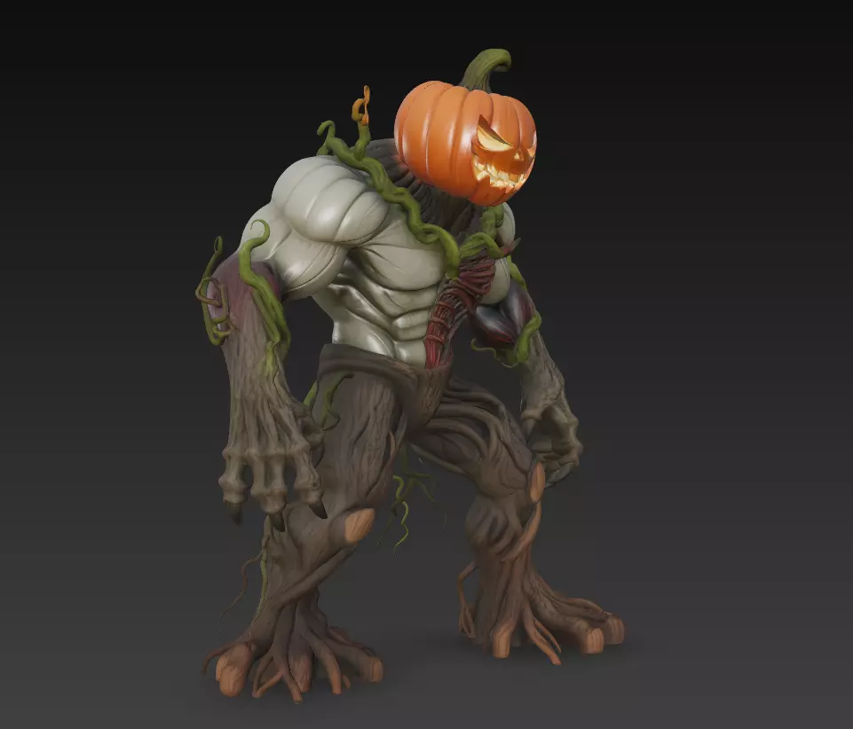 Pumpkin Horror Brute - Stylized Halloween Monster 3D Model 3D print model_3