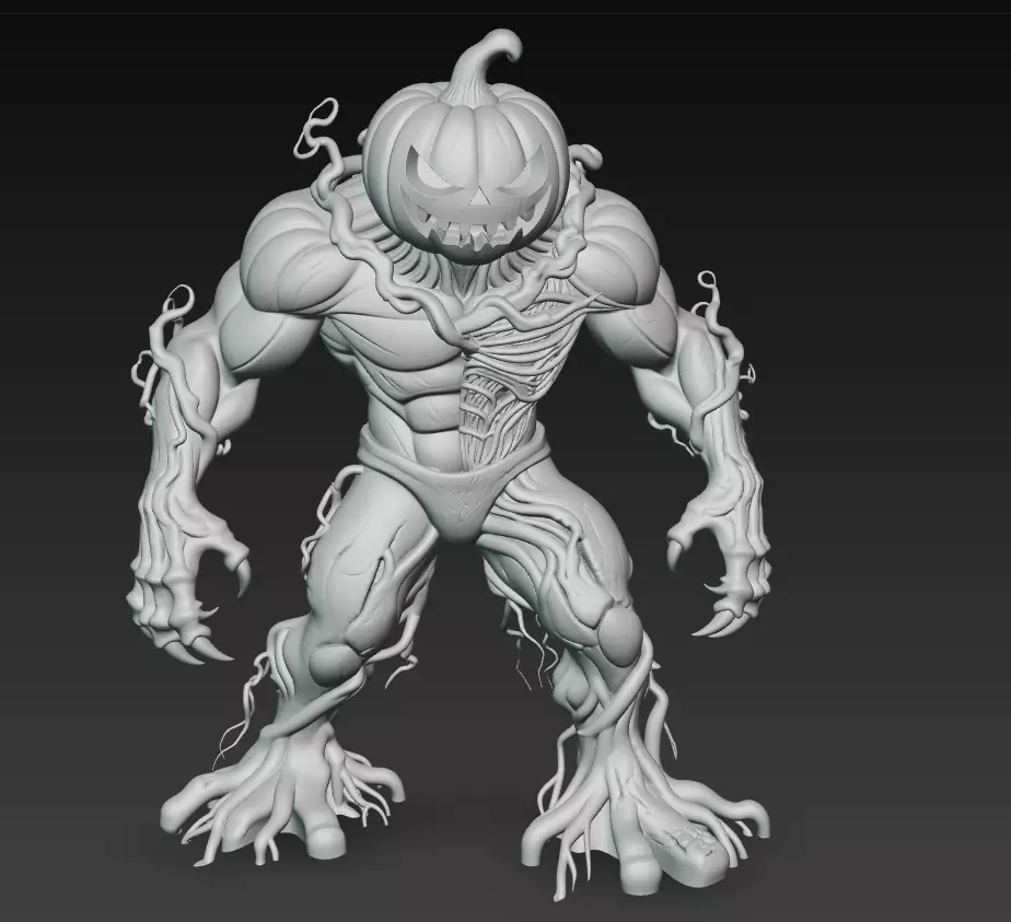 Pumpkin Horror Brute - Stylized Halloween Monster 3D Model 3D print model_15