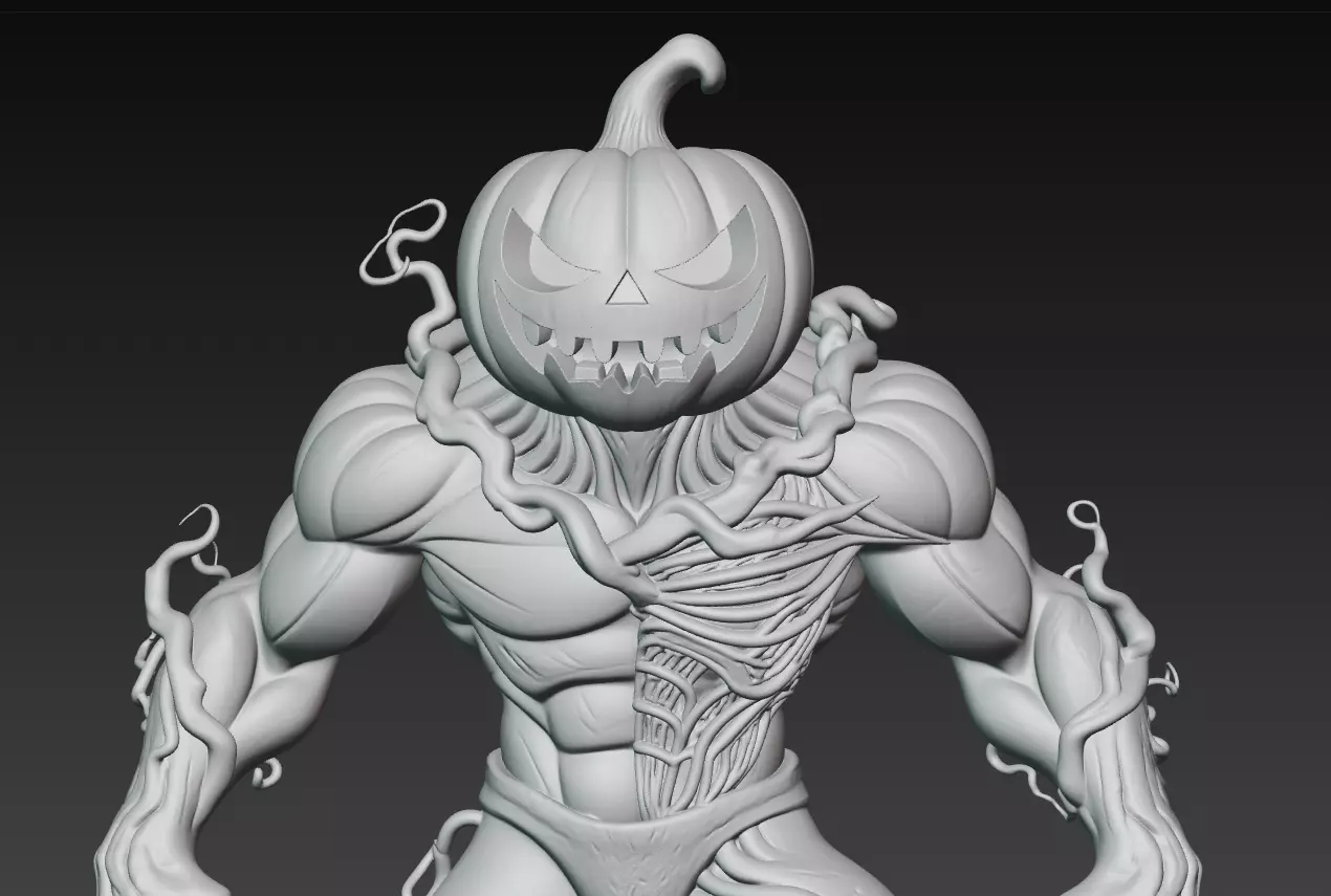 Pumpkin Horror Brute - Stylized Halloween Monster 3D Model 3D print model_8