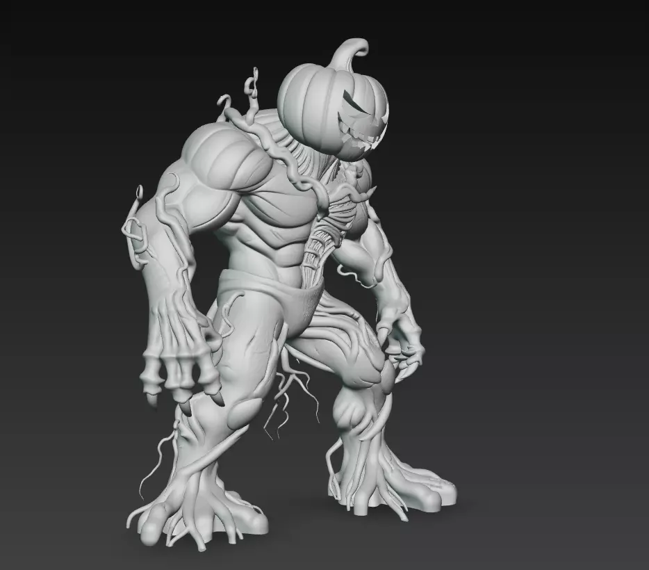 Pumpkin Horror Brute - Stylized Halloween Monster 3D Model 3D print model_14