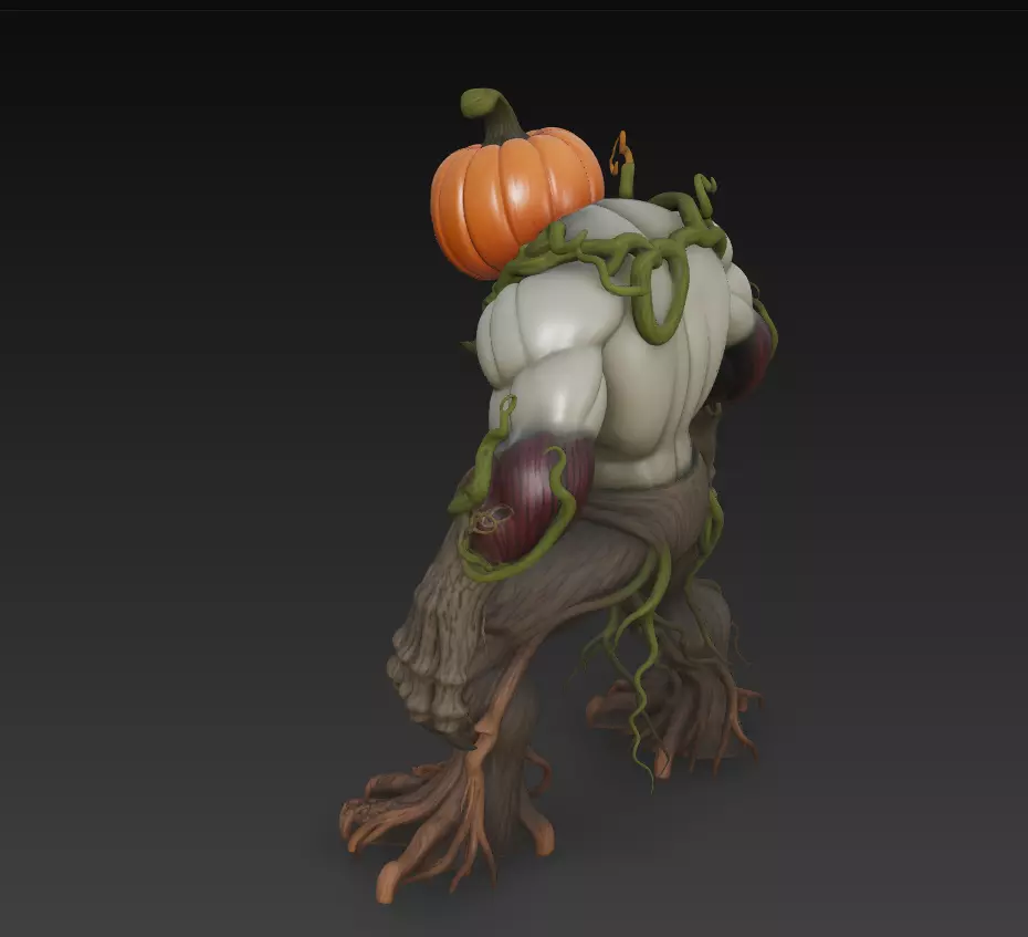 Pumpkin Horror Brute - Stylized Halloween Monster 3D Model 3D print model_6