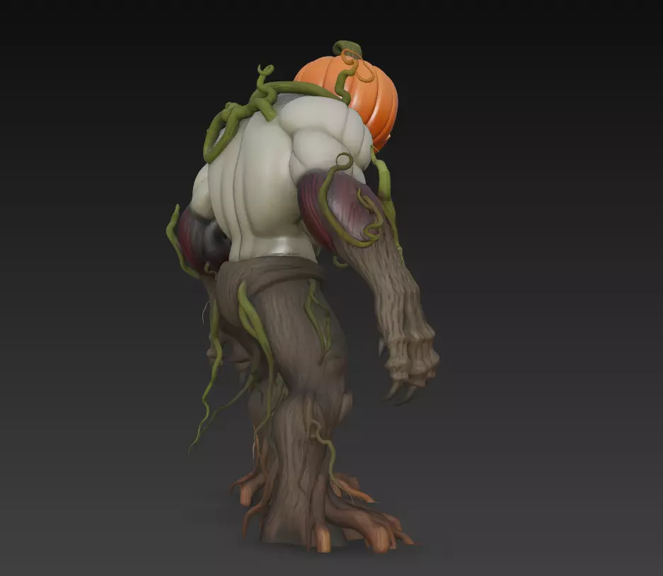 Pumpkin Horror Brute - Stylized Halloween Monster 3D Model 3D print model_2