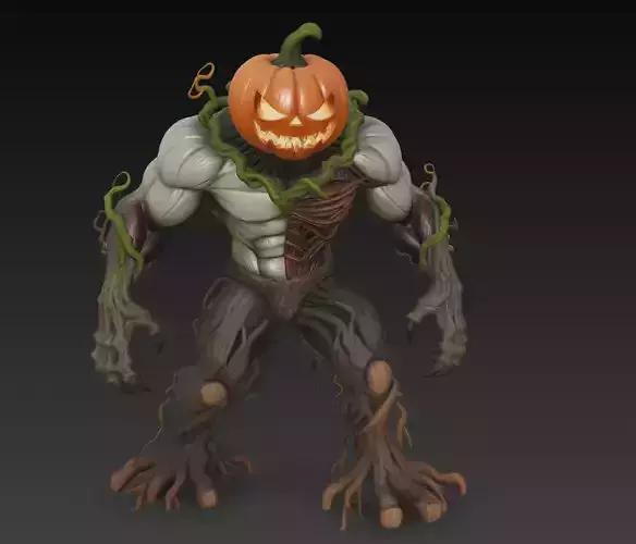 Pumpkin Horror Brute - Stylized Halloween Monster 3D Model