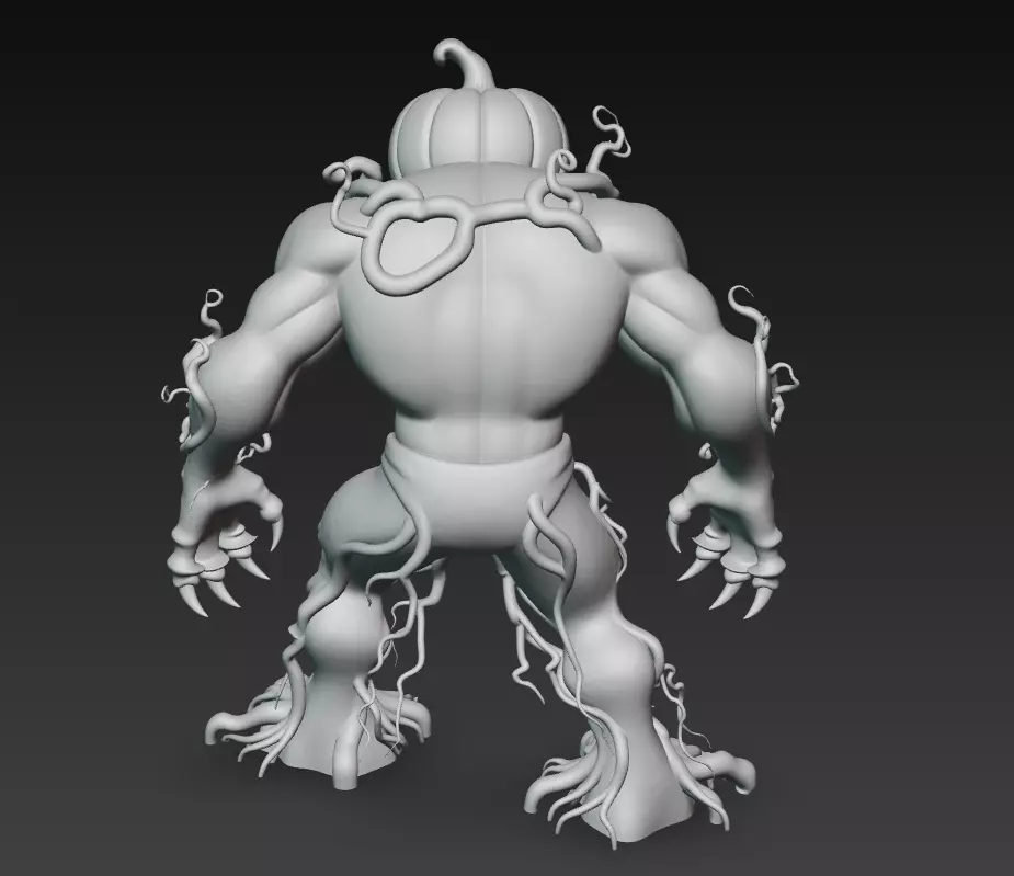 Pumpkin Horror Brute - Stylized Halloween Monster 3D Model 3D print model_12