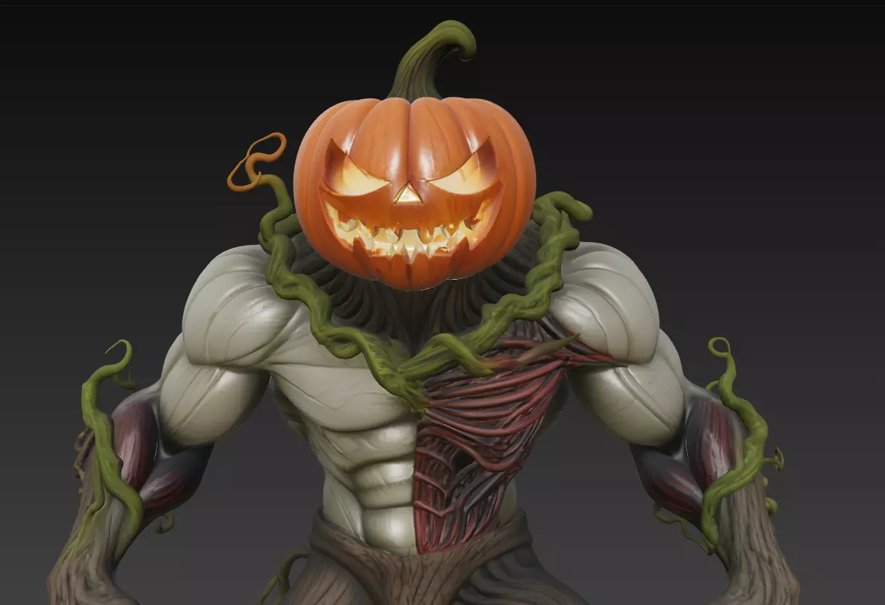 Pumpkin Horror Brute - Stylized Halloween Monster 3D Model 3D print model_5