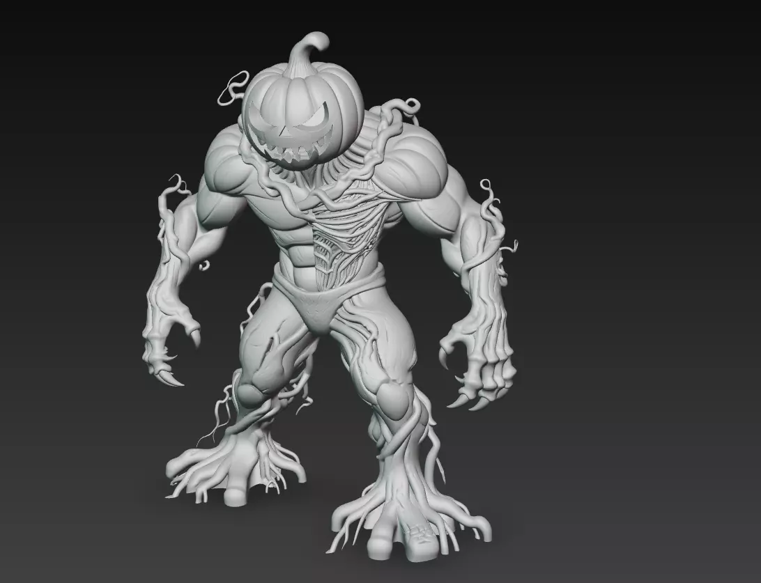 Pumpkin Horror Brute - Stylized Halloween Monster 3D Model 3D print model_9
