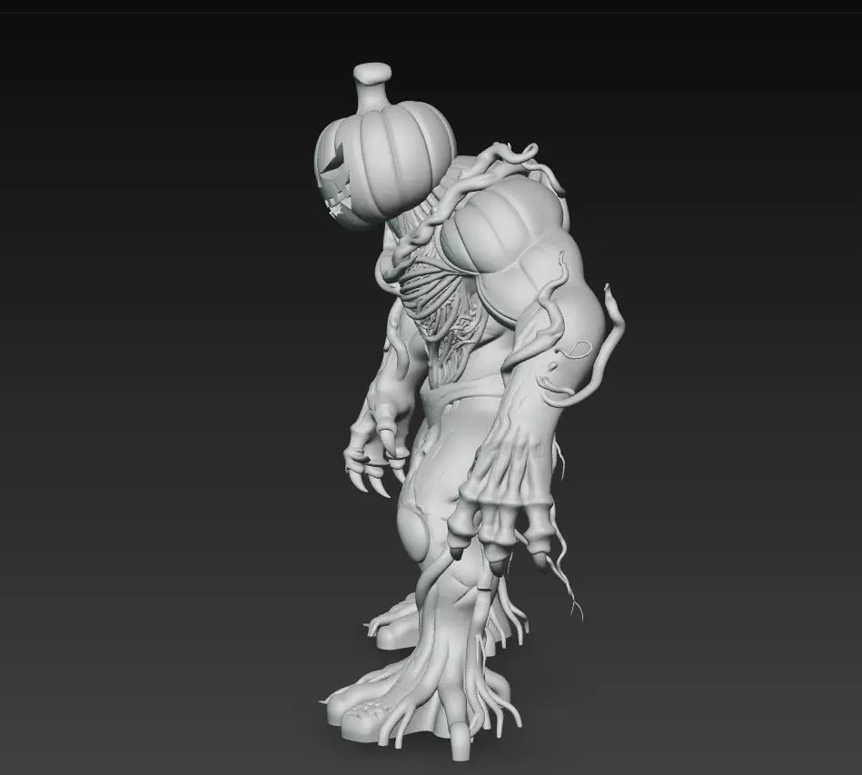 Pumpkin Horror Brute - Stylized Halloween Monster 3D Model 3D print model_10
