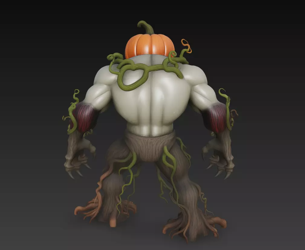 Pumpkin Horror Brute - Stylized Halloween Monster 3D Model 3D print model_7