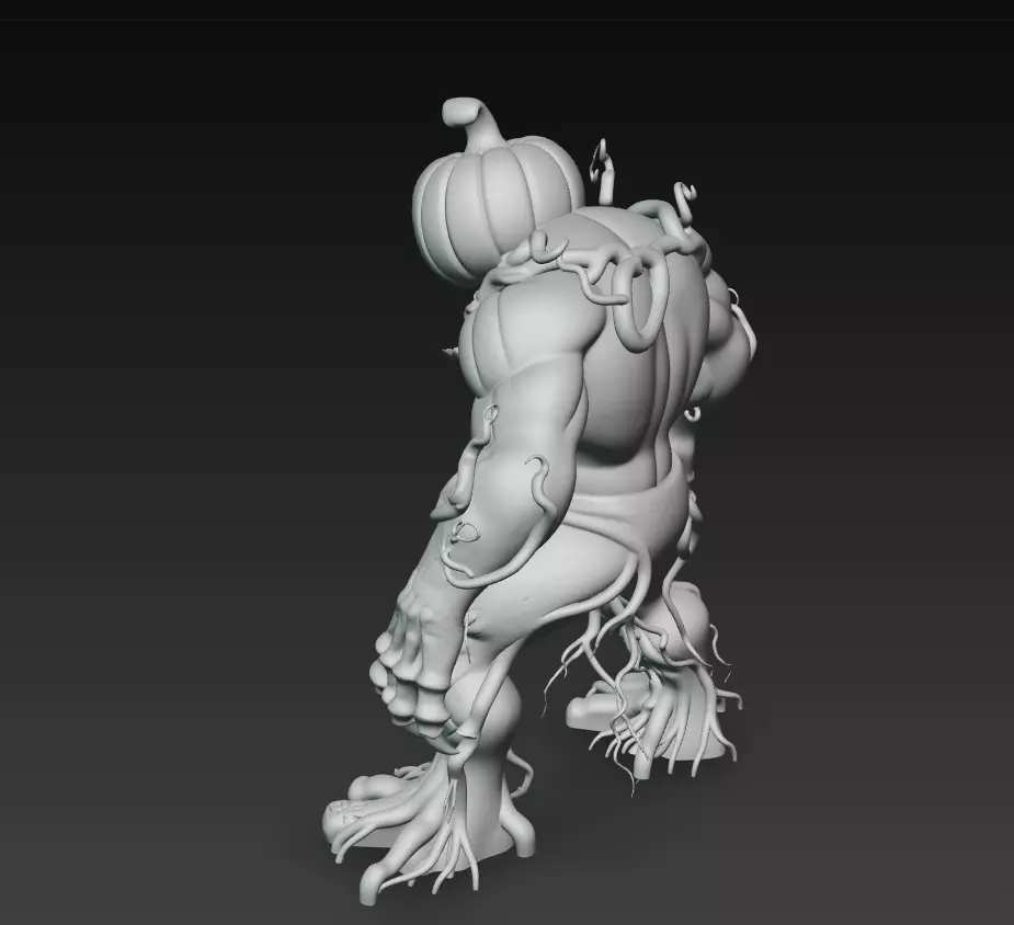 Pumpkin Horror Brute - Stylized Halloween Monster 3D Model 3D print model_11