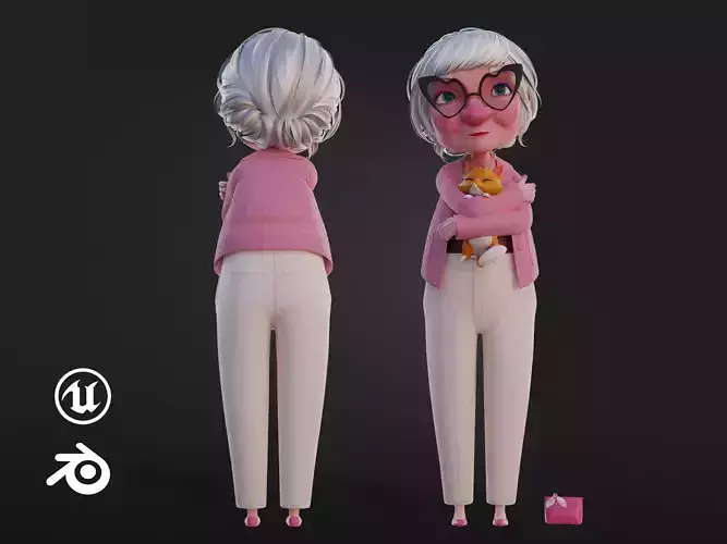  Grandma Stylized Character 3D Model