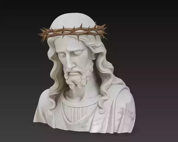 Sacred Jesus Christ Bust - Crown of Thorns Religious Sculpture