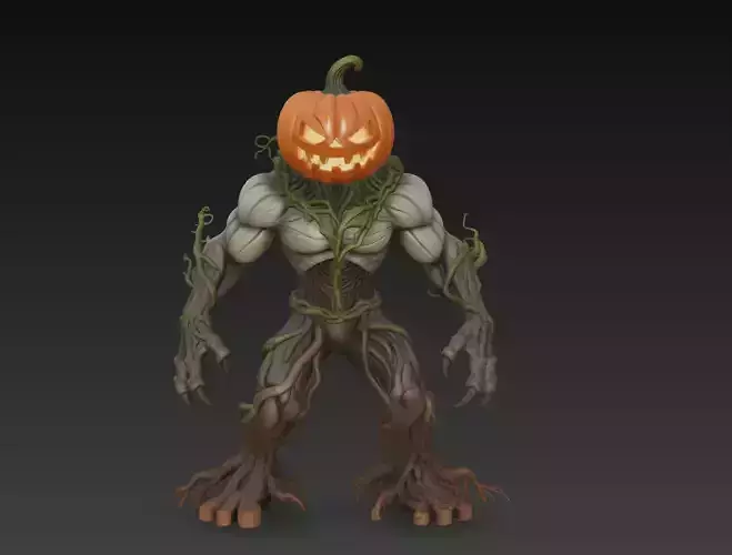 Pumpkinhead Forest Beast - Halloween Monster Creature 3D Model