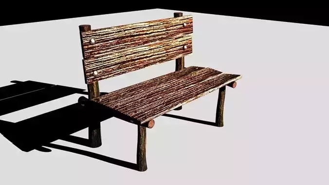 Antique wooden bench Free low-poly 3D model