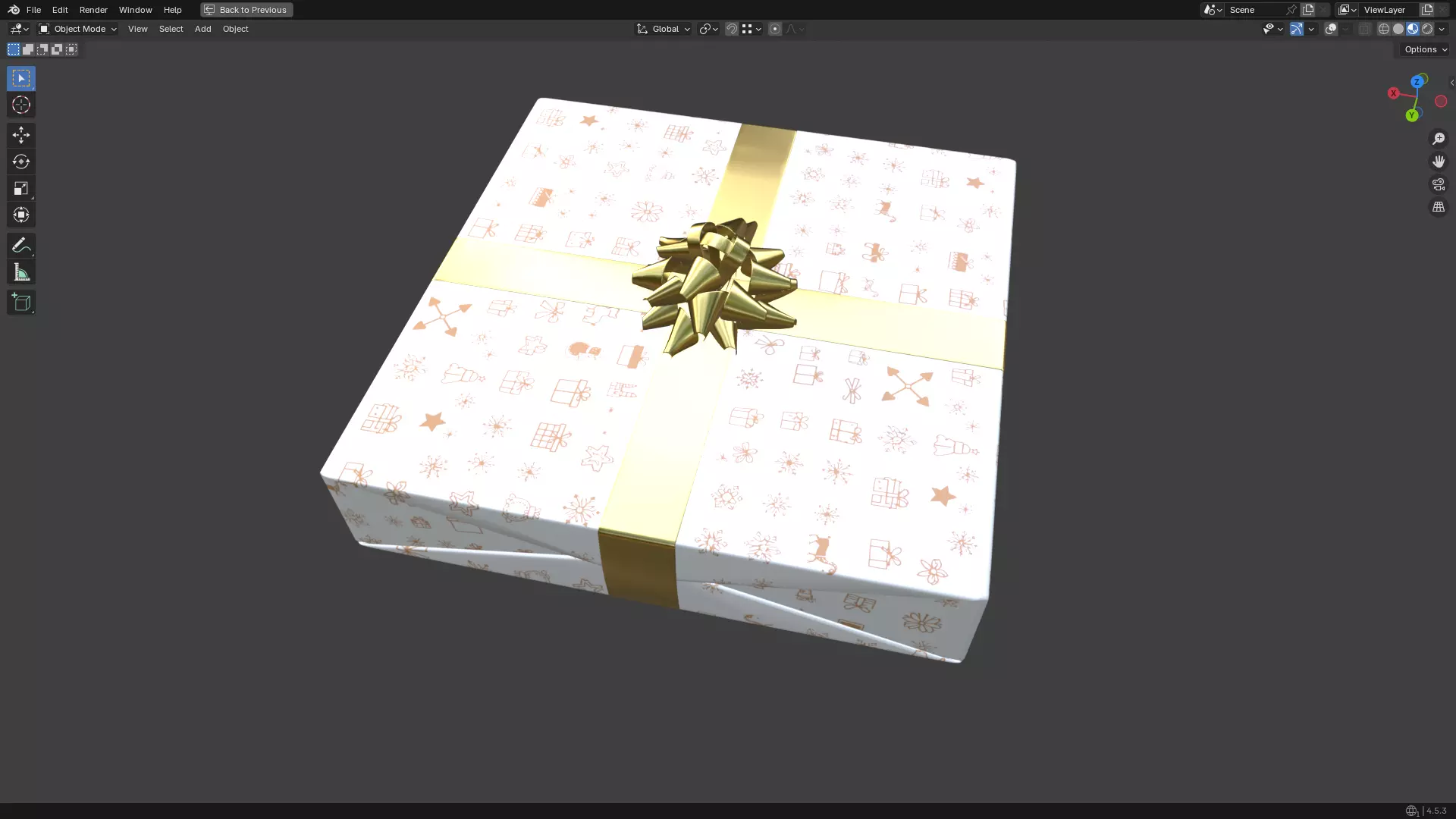 Christmas Present PBR White 06 3D model_23