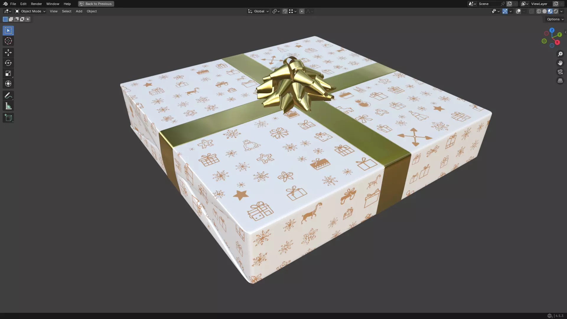 Christmas Present PBR White 06 3D model_19