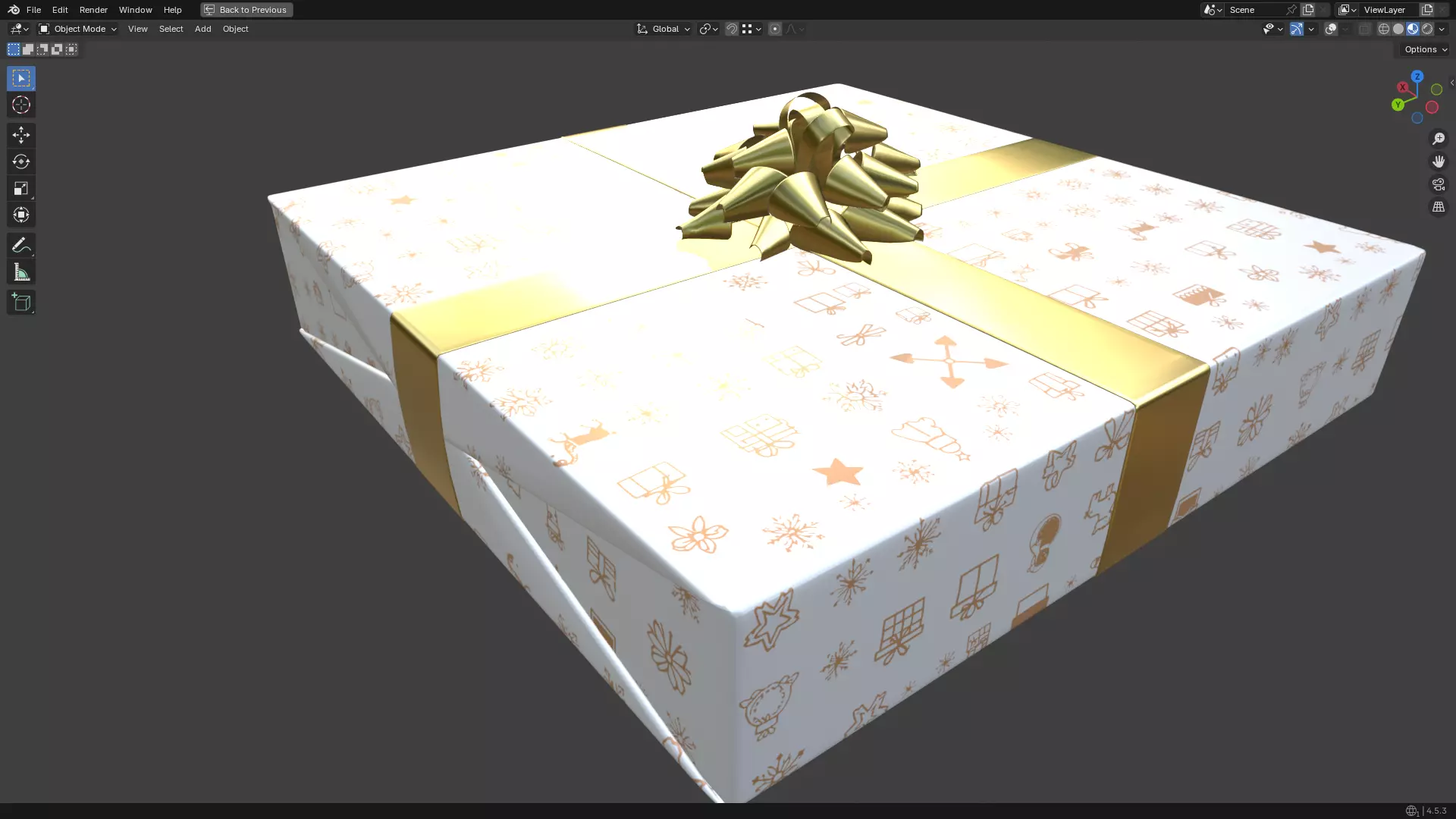 Christmas Present PBR White 06 3D model_17