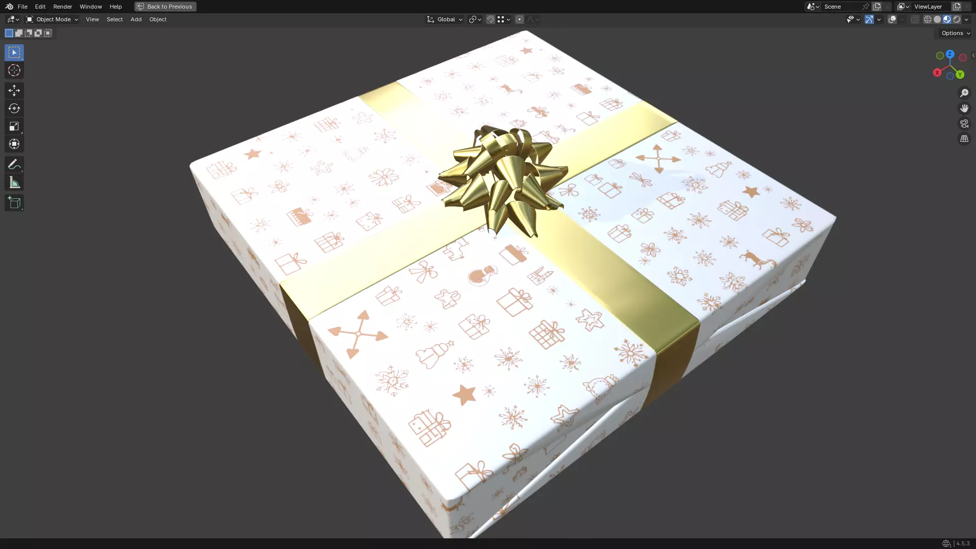 Christmas Present PBR White 06 3D model_21