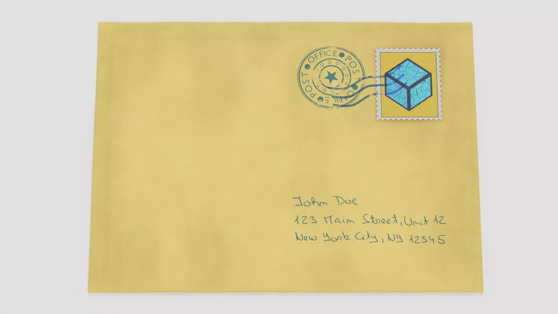 Envelope Used V2 - Handwritten Paper Pocket Mail Cover 3D model