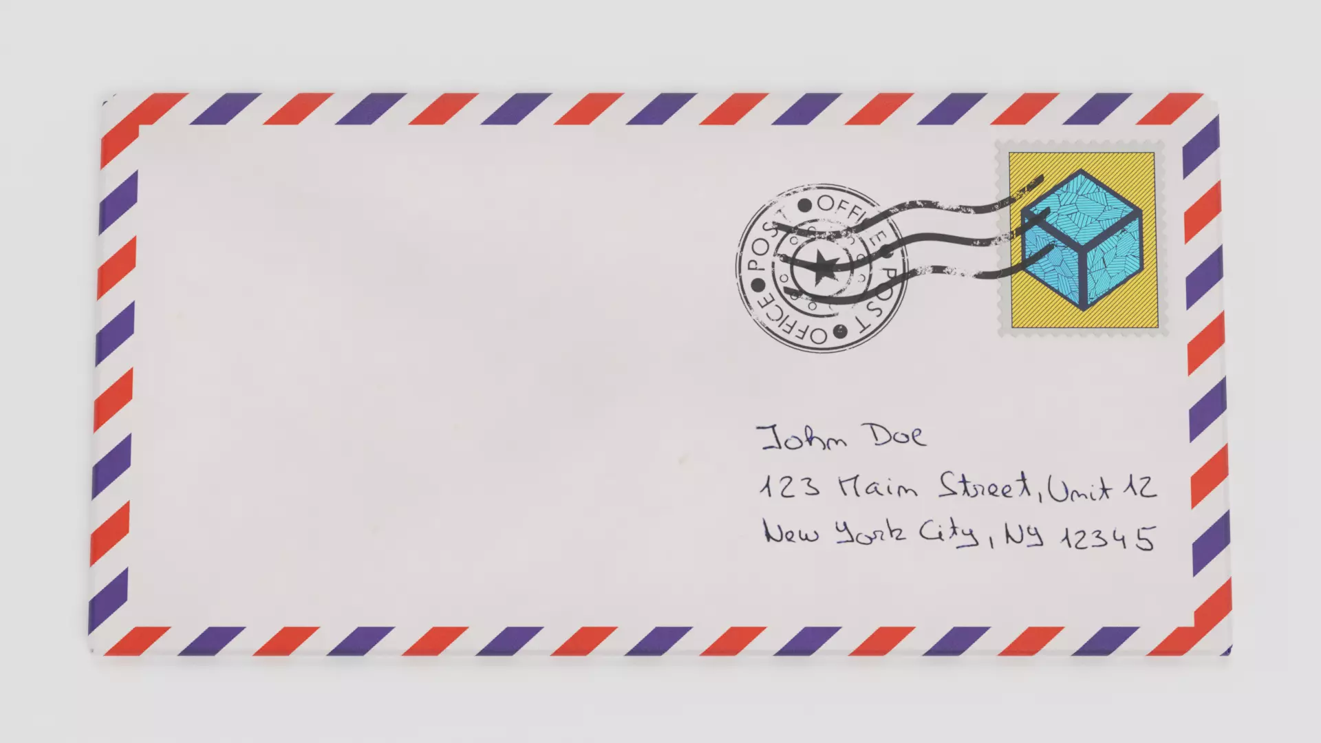 Envelope Used V3 - Handwritten Airmail Commercial Flap Cover 3D model