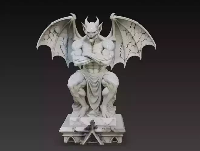 Marble Gargoyle Sentinel - Gothic Demon Statue 3D Model