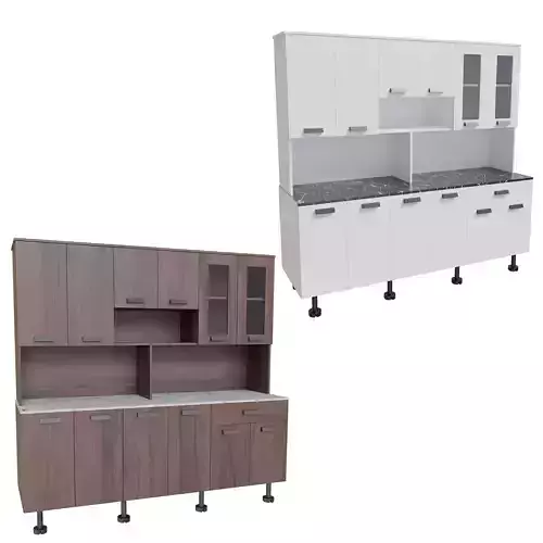  Modular Kitchen Cabinet Storage Unit with Marble Countertop
