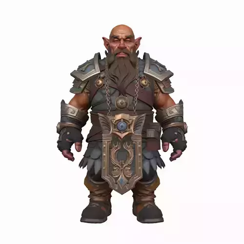 Vibrant Charismatic Stocky Dwarf Bard Lute Player 3D Model