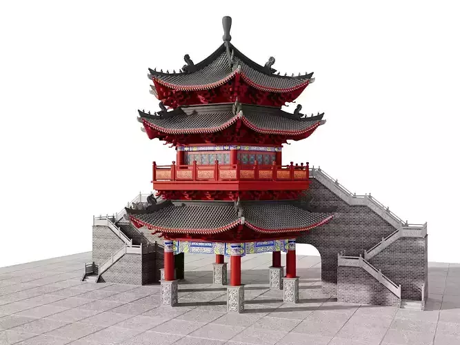 Ancient Japan Gate Tower Pavilion