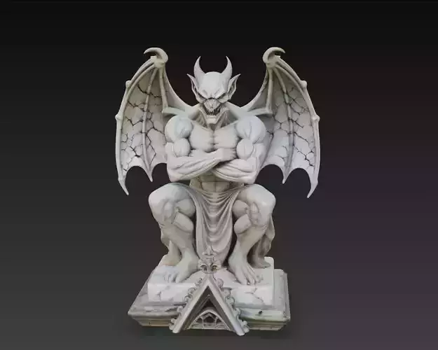 Gargoyle Guardian Statue - Gothic Demon Sculpture 3D Model