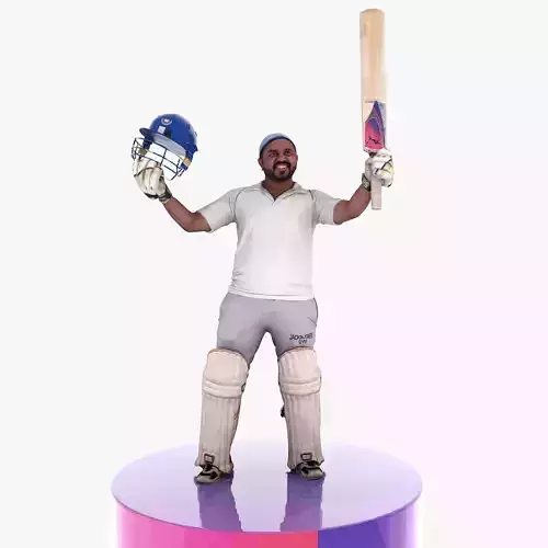 Cricket Batsman 3D Scanned Model Players Celebration Pose