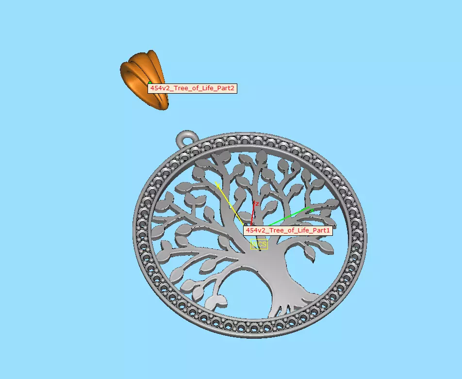 Tree of Life Diamond Necklace 25mm size 3dmodel  3D print model_6