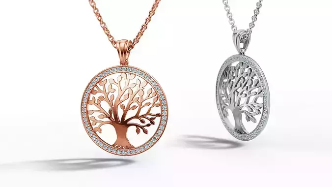 Tree of Life Diamond Necklace 25mm size 3dmodel 