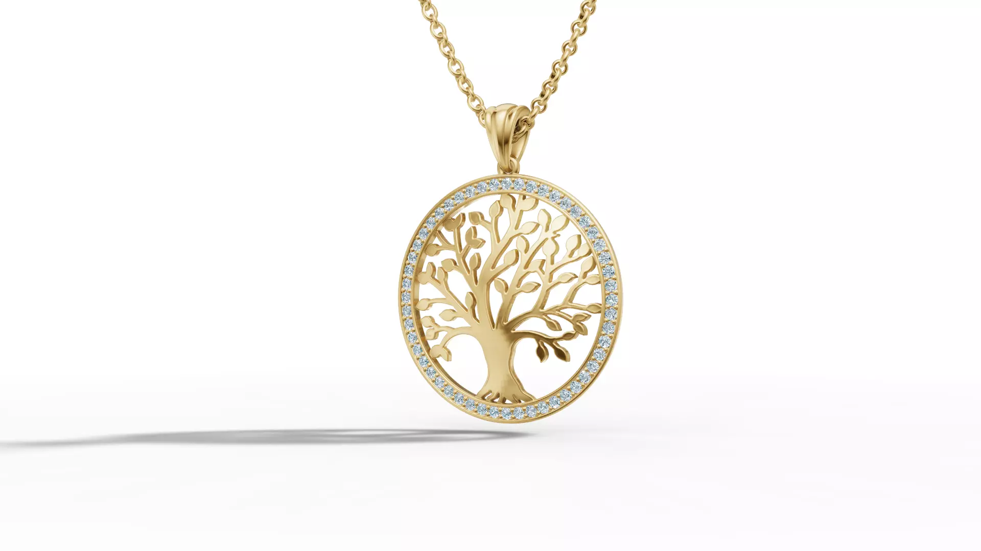 Tree of Life Diamond Necklace 25mm size 3dmodel  3D print model_17