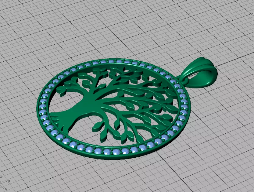 Tree of Life Diamond Necklace 25mm size 3dmodel  3D print model_36