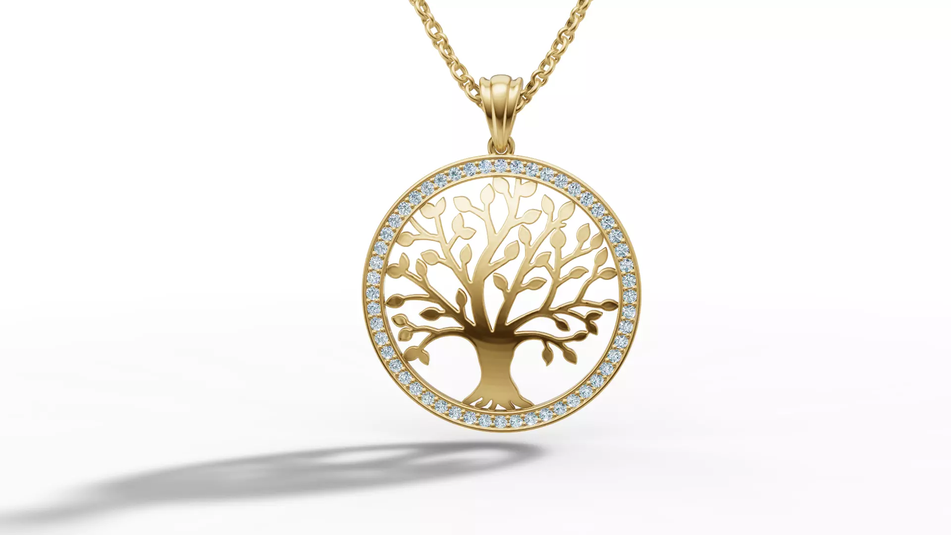 Tree of Life Diamond Necklace 25mm size 3dmodel  3D print model_29