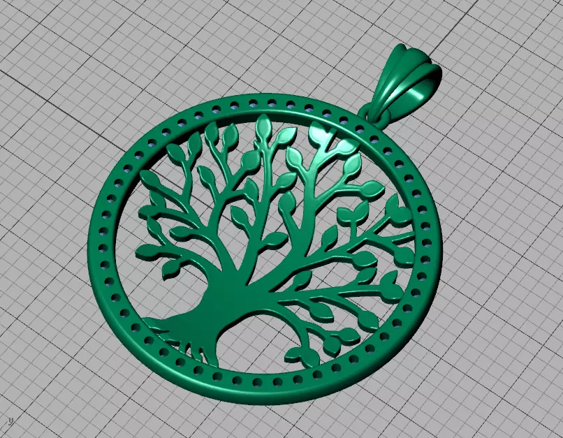 Tree of Life Diamond Necklace 25mm size 3dmodel  3D print model_9