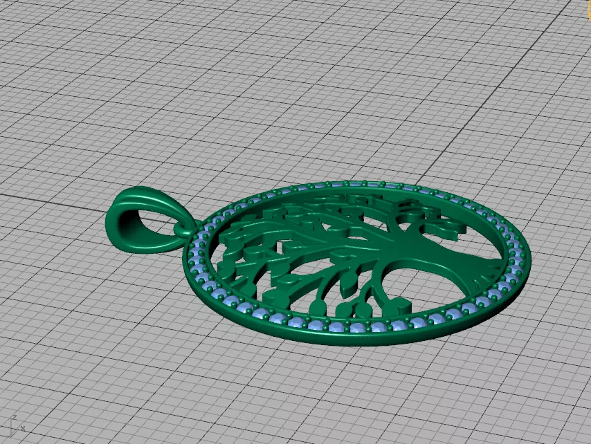 Tree of Life Diamond Necklace 25mm size 3dmodel  3D print model_35