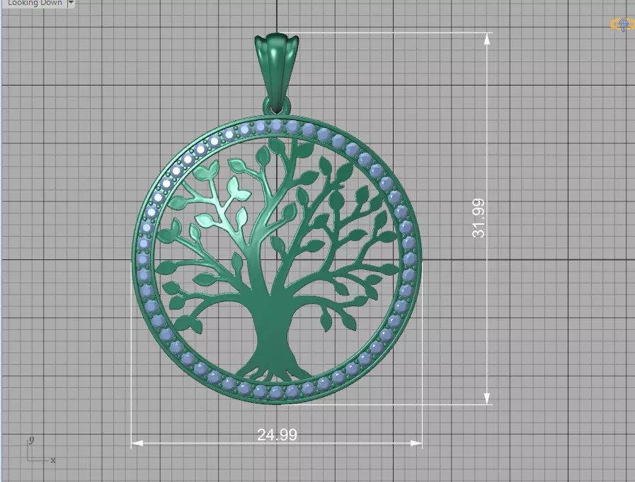 Tree of Life Diamond Necklace 25mm size 3dmodel  3D print model_37