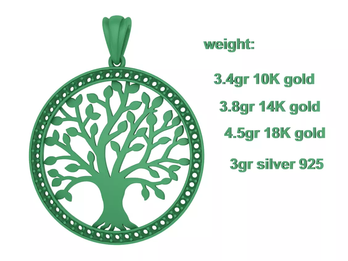 Tree of Life Diamond Necklace 25mm size 3dmodel  3D print model_5