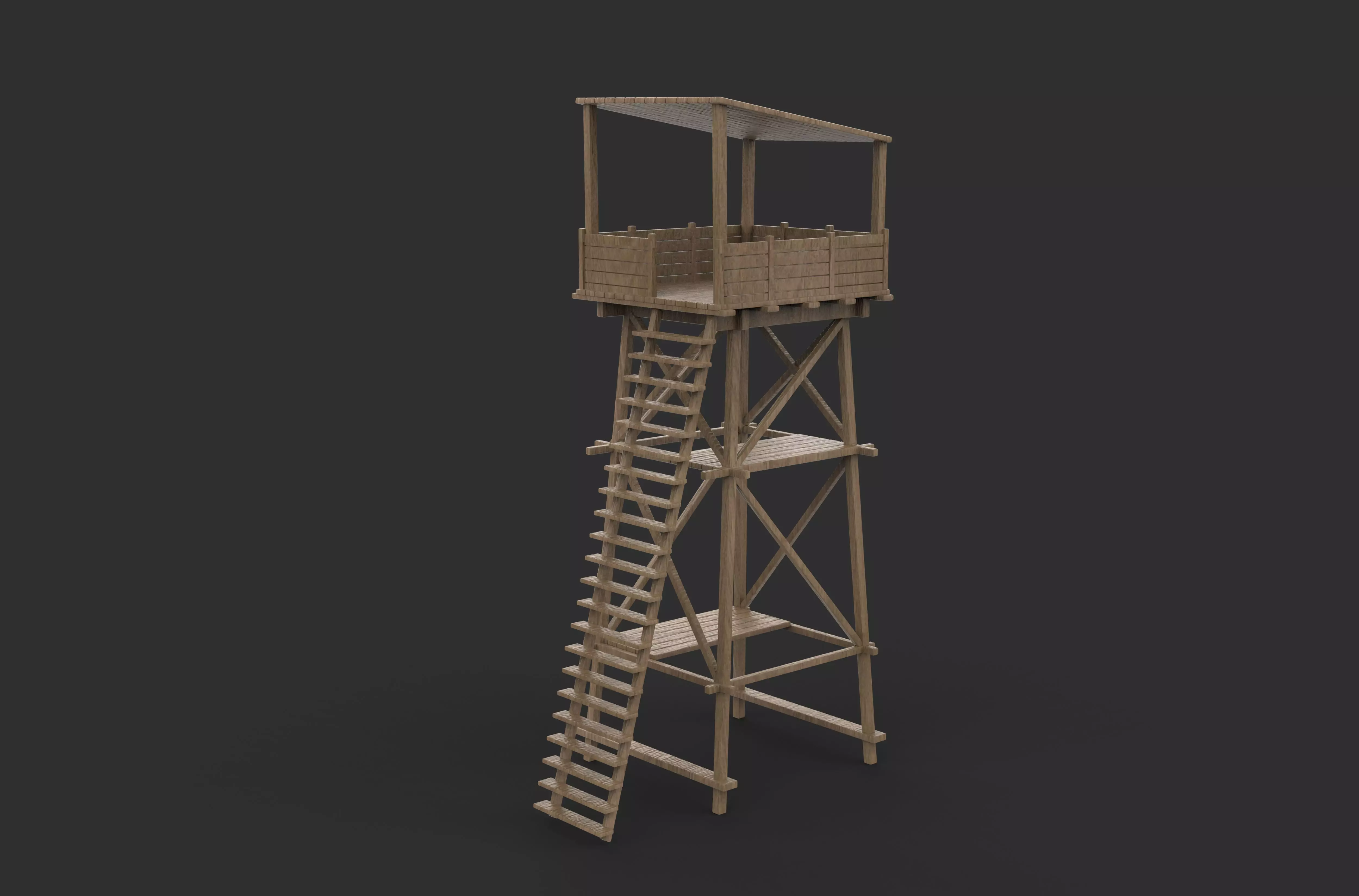 wooden tower 3D model_7