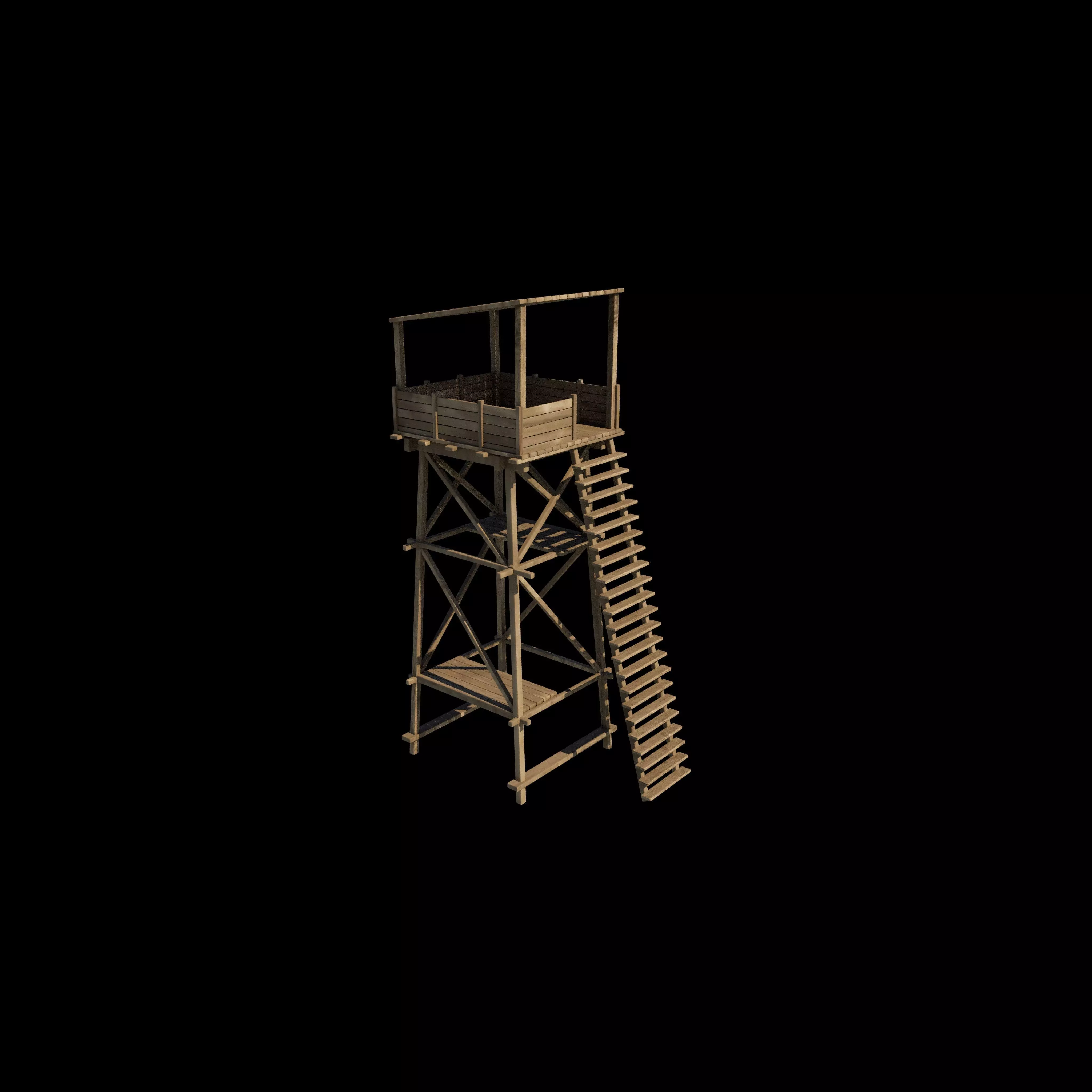 wooden tower 3D model_0