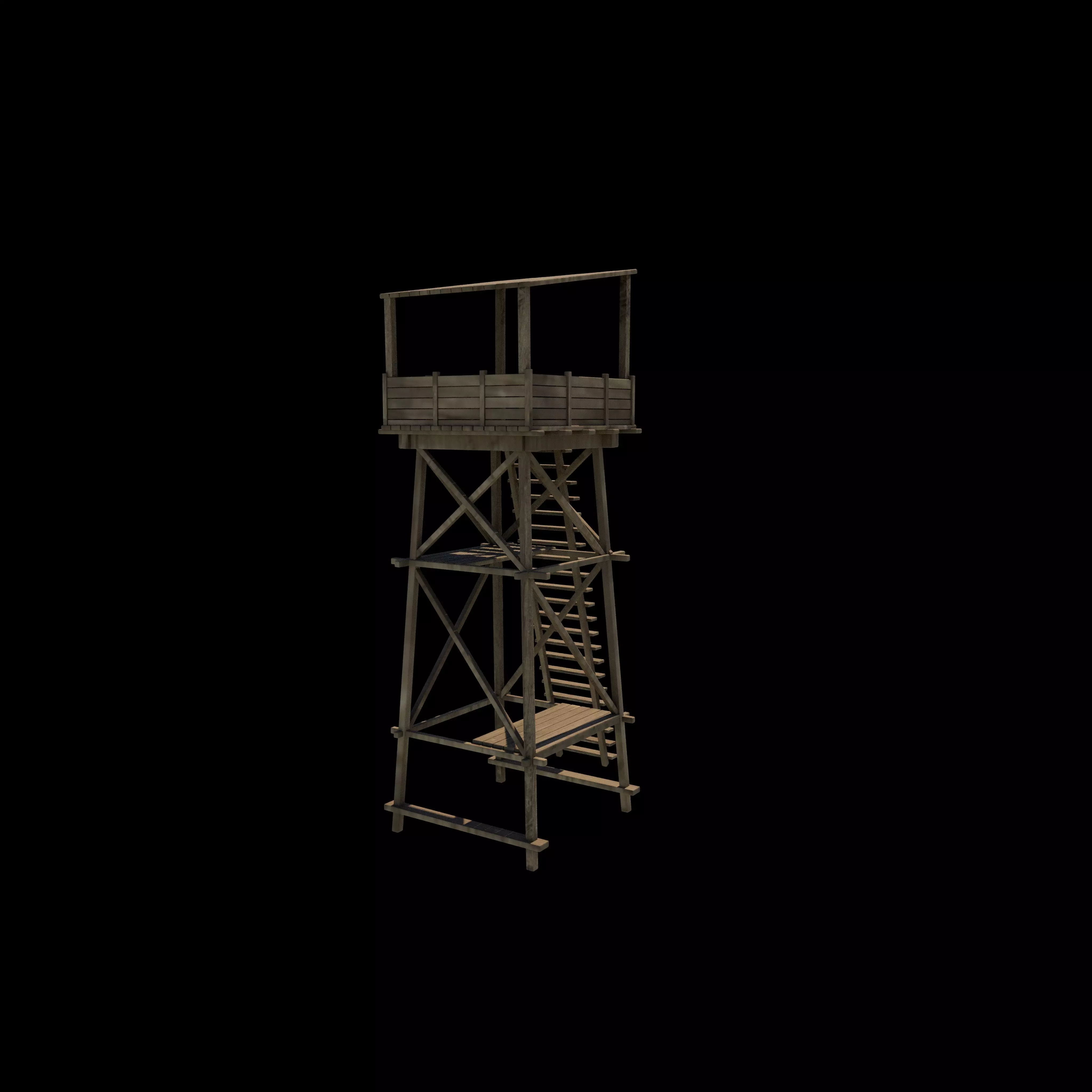 wooden tower 3D model_2