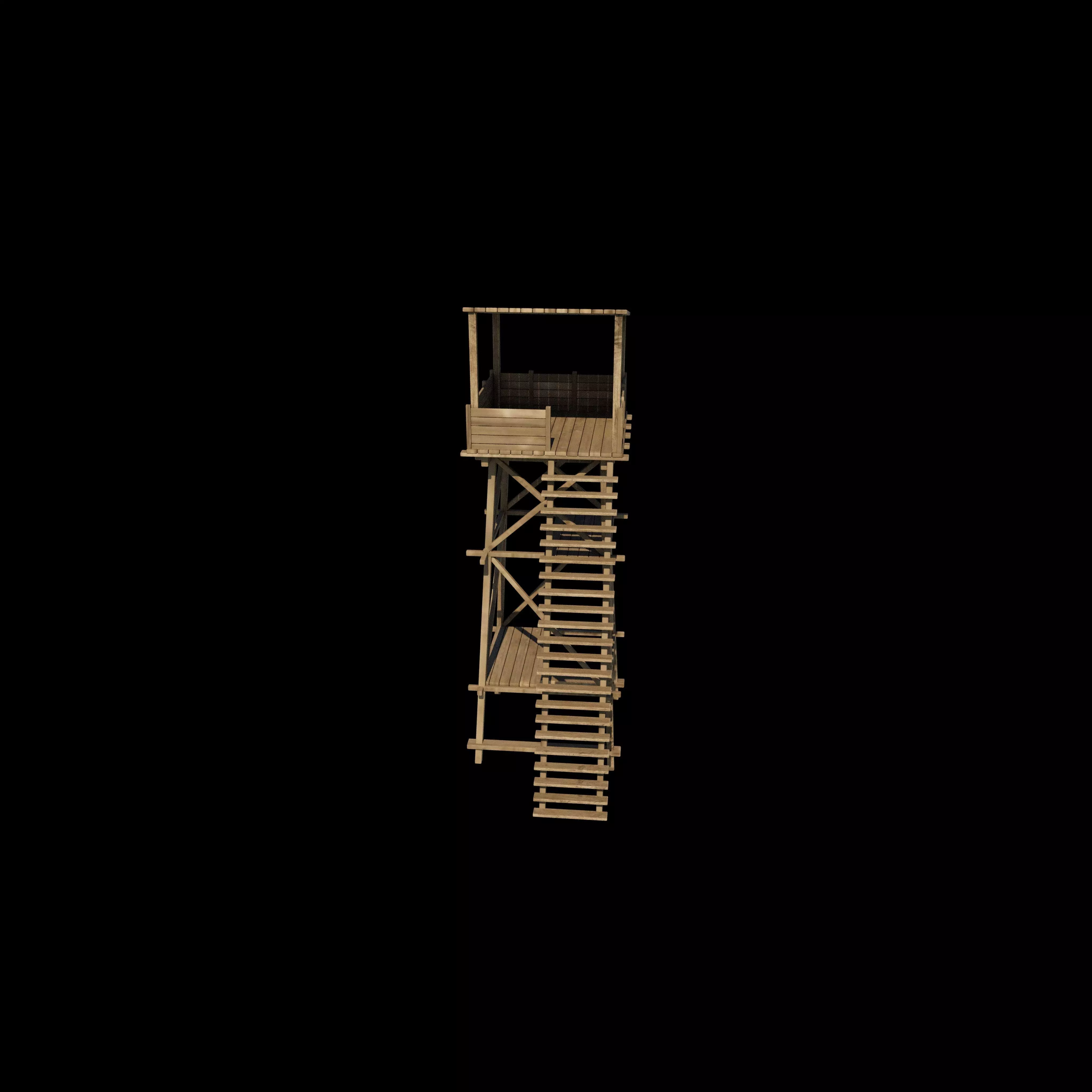 wooden tower 3D model_3