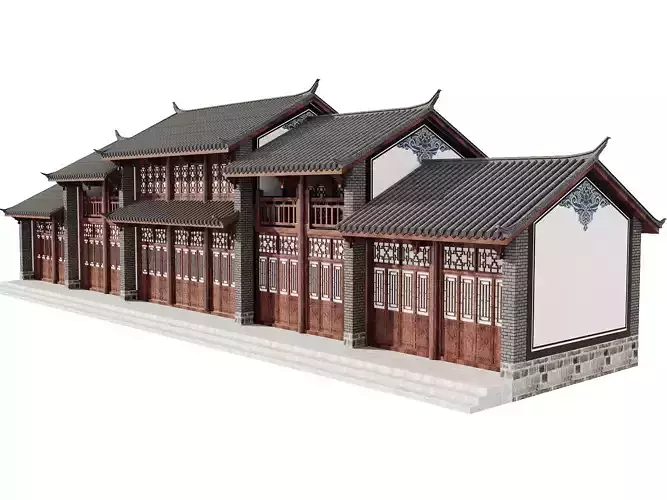 Japan Historic Wooden Street House Row