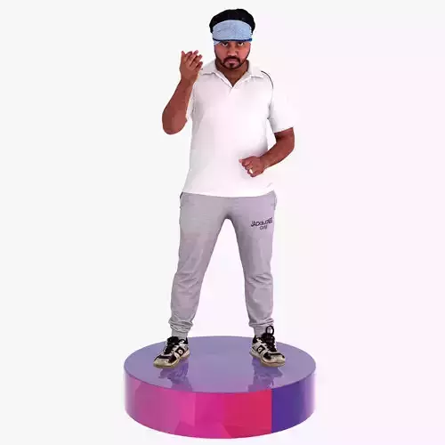 Cricket Bowler 3D Scanned Model of a Player in Action Pose