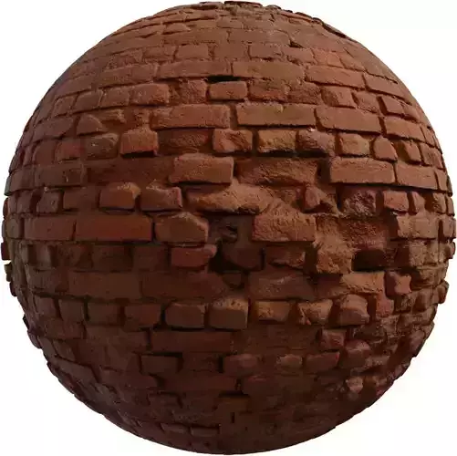 Weathered Red Brick Floor PBR Material 