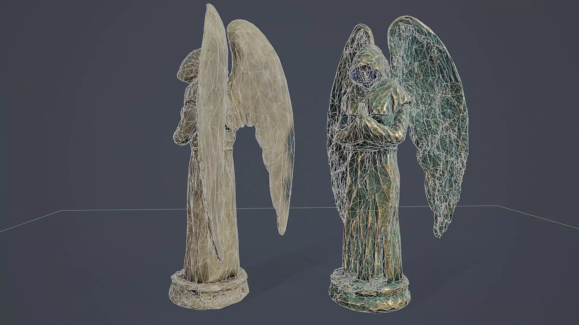 Monk Angel Statue PBR Low-poly 3D model_8