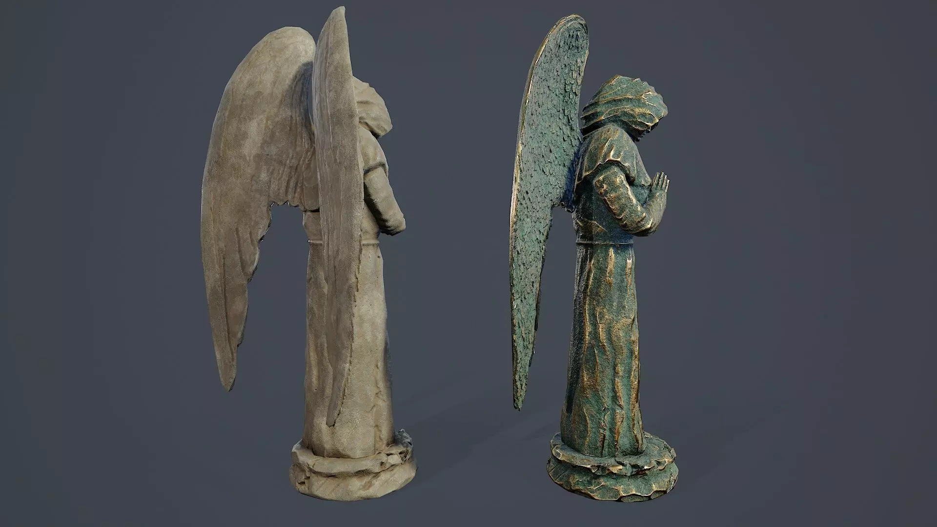 Monk Angel Statue PBR Low-poly 3D model_1