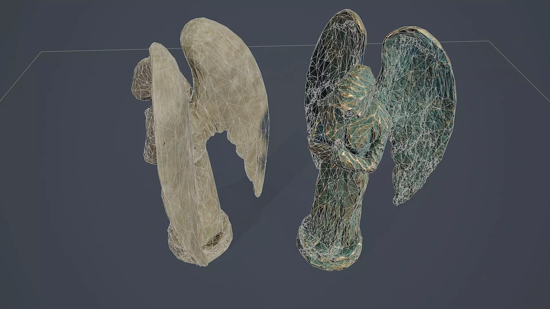 Monk Angel Statue PBR Low-poly 3D model_9