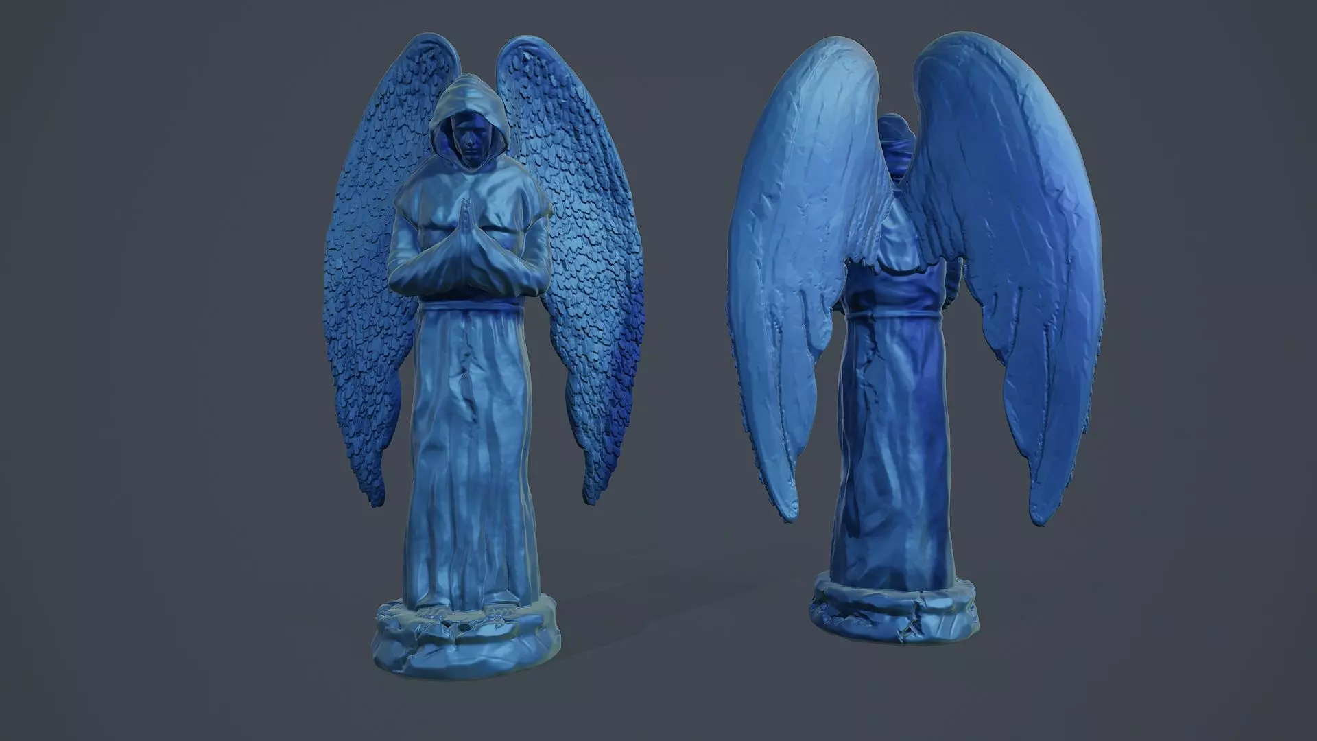 Monk Angel Statue PBR Low-poly 3D model_10